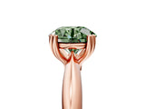 Rose gold Fancy Green Round  Cut Solitaire Engagement Ring with Tapered Band and Four-Prong Setting 5