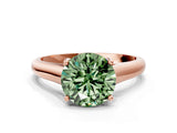 Rose gold Fancy Green Round Cut Solitaire Engagement Ring with Tapered Band and Four-Prong Setting_3