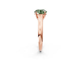 Rose gold Fancy Green Round Cut Solitaire Engagement Ring with Tapered Band and Four-Prong Setting_5
