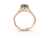 Rose gold Fancy Green Round Cut Solitaire Engagement Ring with Tapered Band and Four-Prong Setting_6