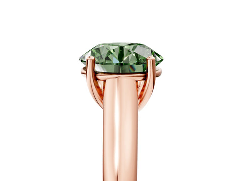 Rose gold Fancy Green Round Cut Solitaire Engagement Ring with Tapered Band and Four-Prong Setting_8