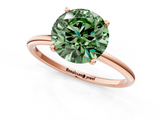 Rose gold Fancy Green Round  Cut Solitaire Engagement Ring with Thin Band and Four-Prong Setting_4