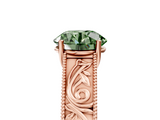 Rose gold Fancy Green Round  Cut Solitaire Engraved Band with Four-Prong Setting_66