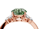 Rose gold Fancy Green Round  Cut Solitaire Floral Diamond Ring with Four-Prong Setting_41