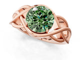 Rose gold Fancy Green Round Cut Solitaire Intertwined Band Prong Setting Ring_1