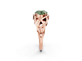 Rose gold Fancy Green Round Cut Solitaire Intertwined Band Prong Setting Ring_2