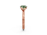 Rose gold Fancy Green Round Cut Solitaire Milgrain Engraved Band with Four-Prong Setting_2