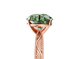 Rose gold Fancy Green Round Cut Solitaire Milgrain Engraved Band with Four-Prong Setting_5