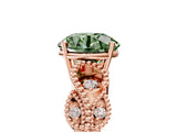 Rose gold Fancy Green Round Cut Solitaire Milgrain Leaf Band with Prong Setting_5