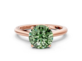 Rose gold Fancy Green Round  Cut Solitaire Ring with Cathedral Band and Four-Prong Setting_88