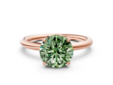 Rose gold Fancy Green Round  Cut Solitaire Ring with Thin Band and Four-Prong Setting_16