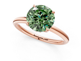 Rose gold Fancy Green Round  Cut Solitaire Ring with Thin Band and Four-Prong Setting_17