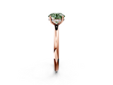 Rose gold Fancy Green Round  Cut Solitaire Ring with Thin Band and Four-Prong Setting_18
