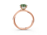 Rose gold Fancy Green Round  Cut Solitaire Ring with Thin Band and Four-Prong Setting_19