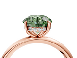 Rose gold Fancy Green Round  Cut Solitaire Ring with Thin Band and Four-Prong Setting_20