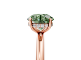 Rose gold Fancy Green Round  Cut Solitaire Ring with Thin Band and Four-Prong Setting_21