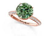 Rose gold Fancy Green Round Cut Solitaire Split Shank Pave Diamond Engagement Ring with Four-Prong Setting_1