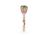 Rose gold Fancy Green Round Cut Solitaire Split Shank Pave Diamond Engagement Ring with Four-Prong Setting_2
