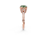 Rose gold Fancy Green Round Cut Solitaire Split Shank Pave Diamond Engagement Ring with Four-Prong Setting_26
