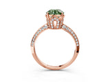Rose gold Fancy Green Round Cut Solitaire Split Shank Pave Diamond Engagement Ring with Four-Prong Setting_27