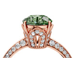 Rose gold Fancy Green Round Cut Solitaire Split Shank Pave Diamond Engagement Ring with Four-Prong Setting_28