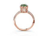 Rose gold Fancy Green Round Cut Solitaire Split Shank Pave Diamond Engagement Ring with Four-Prong Setting_3