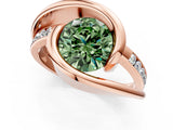Rose gold Fancy Green Round Cut Solitaire Tension-Set Diamond Split Shank Ring_1
