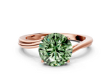 Rose gold Fancy Green Round  Cut Solitaire Twist Band Ring with Four-Prong Setting_21