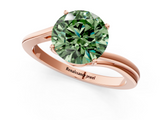 Rose gold Fancy Green Round  Cut Solitaire Twist Band Ring with Four-Prong Setting_22