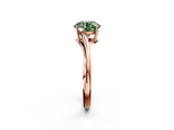 Rose gold Fancy Green Round  Cut Solitaire Twist Band Ring with Four-Prong Setting_23
