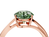 Rose gold Fancy Green Round  Cut Solitaire Twist Band Ring with Four-Prong Setting_25