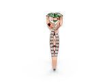 Rose gold Fancy Green Round Cut Solitaire Twist Pave Diamond Engagement Ring with Prong Setting_2