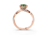 Rose gold Fancy Green Round Cut Solitaire Twist Pave Diamond Engagement Ring with Prong Setting_27
