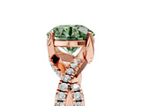 Rose gold Fancy Green Round Cut Solitaire Twist Pave Diamond Engagement Ring with Prong Setting_29