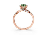 Rose gold Fancy Green Round Cut Solitaire Twist Pave Diamond Engagement Ring with Prong Setting_3