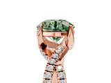 Rose gold Fancy Green Round Cut Solitaire Twist Pave Diamond Engagement Ring with Prong Setting_5