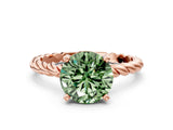 Rose gold Fancy Green Round  Cut Solitaire Twisted Band with Four-Prong Setting_54