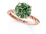 Rose gold Fancy Green Round  Cut Solitaire Twisted Band with Four-Prong Setting_55