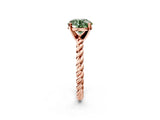 Rose gold Fancy Green Round  Cut Solitaire Twisted Band with Four-Prong Setting_56