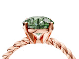 Rose gold Fancy Green Round  Cut Solitaire Twisted Band with Four-Prong Setting_58