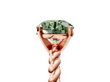 Rose gold Fancy Green Round  Cut Solitaire Twisted Band with Four-Prong Setting_59