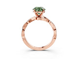 Rose gold Fancy Green Round Cut Solitaire Twisted Pave Band with Four-Prong Setting_6