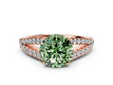 Rose gold Fancy Green Round  Cut Split Shank Pave Diamond Engagement Ring with Four-Prong Setting_24