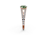 Rose gold Fancy Green Round  Cut Split Shank Pave Diamond Engagement Ring with Four-Prong Setting_26