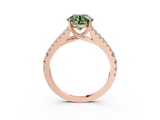 Rose gold Fancy Green Round  Cut Split Shank Pave Diamond Engagement Ring with Four-Prong Setting_27