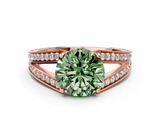 Rose gold Fancy Green Round  Cut Split Shank Pave Diamond Ring with Four-Prong Setting_47