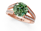 Rose gold Fancy Green Round  Cut Split Shank Pave Diamond Ring with Four-Prong Setting_48