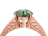 Rose gold Fancy Green Round  Cut Split Shank Pave Diamond Ring with Four-Prong Setting_51