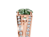 Rose gold Fancy Green Round  Cut Split Shank Pave Diamond Ring with Four-Prong Setting_52
