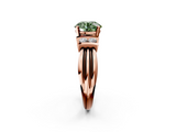 Rose gold Fancy Green Round  Cut Three-Stone Channel Set Ring with Bar Prongs_48